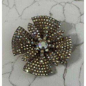 Alice Caveness Rhinestones Gold Style Unique and Elegant Brooch Marked
